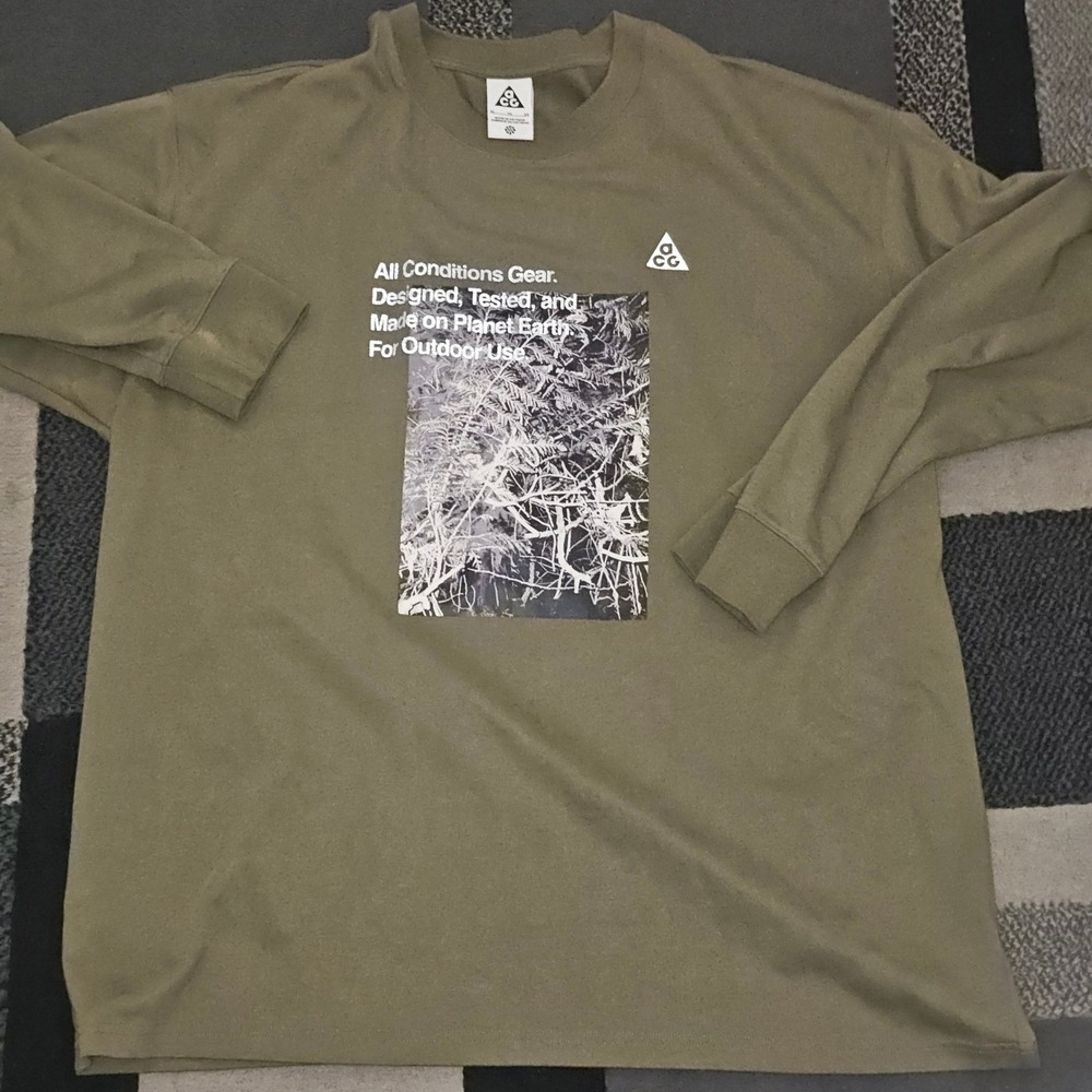 Nike ACG Long Sleeve T-Shirt Mens XL Olive Green Excellent